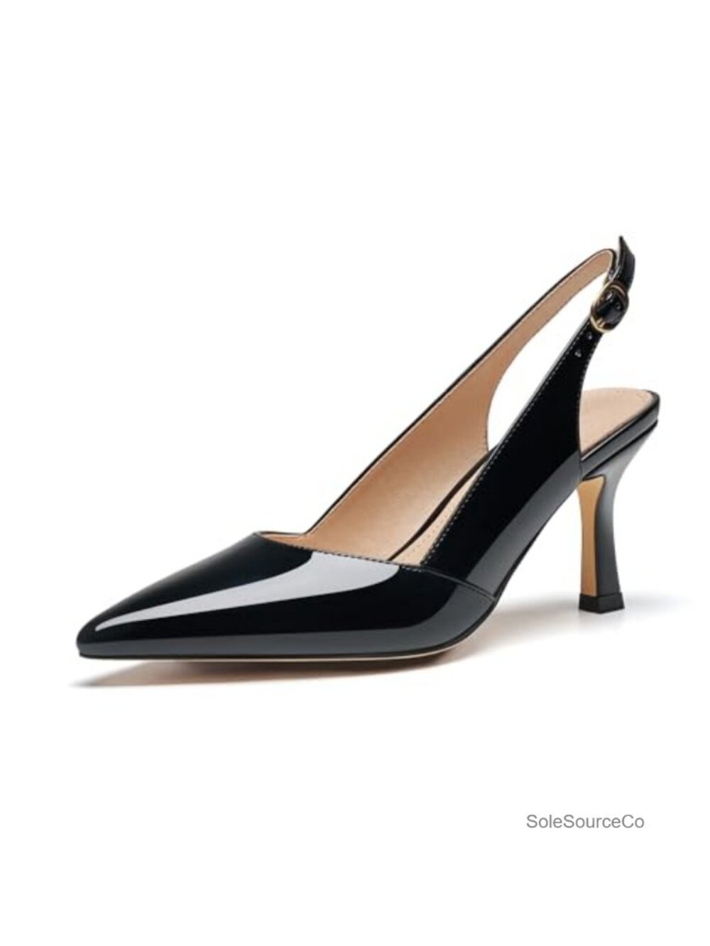 Slingback Kitten Heels Pointed Toe Dressy Pumps for Wedding Office Party